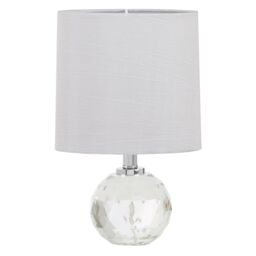 Orsina Crystal Table Lamp With Diamond-Cut Sphere Base, Desk Light With Chrome Stem, Decorative Accent For Offices in Silver