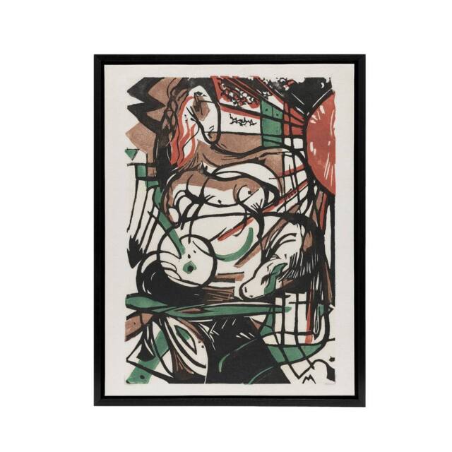 "Artery8 The Birth of Horses Abstract Franz Marc Vintage Framed Canvas Wall Art in White - Size: W12"" x H16""" - image 1