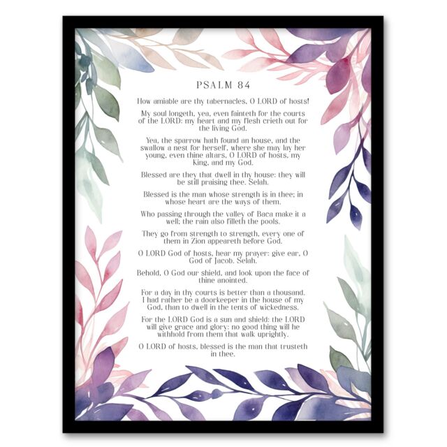 "Artery8 Wall Art Print Psalm 84 Day in Thy Courts Better than Thousand Elsewhere Framed Art in Purple - Size: W12"" x H16""" - image 1