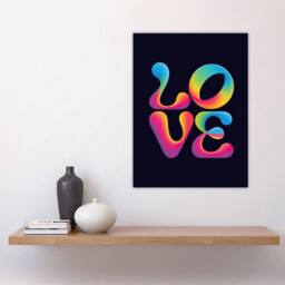 "Artery8 Love Funky Retro Colourful Neon Typography Wall Art Print in Black - Size: W12"" x H16""" - thumbnail 4