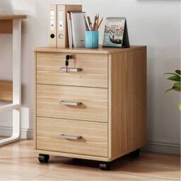 VOGREX Rolling Office Filing Cabinet, Under Desk Storage w/ Drawers in Brown - thumbnail 1
