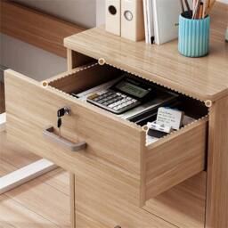 VOGREX Rolling Office Filing Cabinet, Under Desk Storage w/ Drawers in Brown - thumbnail 4