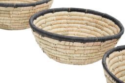 Orsina Lidi Set Of 3 Palm Leaf Baskets With Black Trim in Natural - thumbnail 3