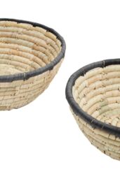 Orsina Lidi Set Of 3 Palm Leaf Baskets With Black Trim in Natural - thumbnail 5