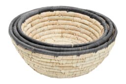 Orsina Lidi Set Of 3 Palm Leaf Baskets With Black Trim in Natural - thumbnail 2