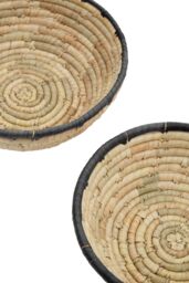 Orsina Lidi Set Of 3 Palm Leaf Baskets With Black Trim in Natural - thumbnail 4