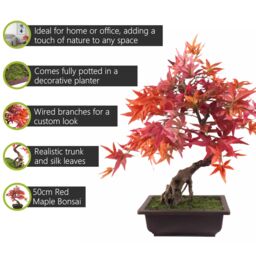 Pegdev 50cm Artificial Red Maple Bonsai Tree with Decorative Planter - thumbnail 2