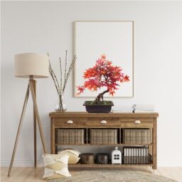 Pegdev 50cm Artificial Red Maple Bonsai Tree with Decorative Planter - thumbnail 4