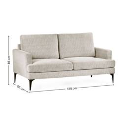 Cheshire Carrera Oyster Cream Chenille 2 Seater Sofa in Beige - thumbnail 3