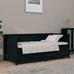 Berkfield Home Day Bed Black 75x190 cm Solid Wood Pine - thumbnail 1