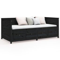 Berkfield Home Day Bed Black 75x190 cm Solid Wood Pine - thumbnail 5
