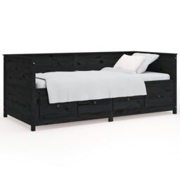 Berkfield Home Day Bed Black 75x190 cm Solid Wood Pine - thumbnail 2
