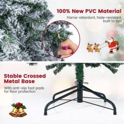 Gymax 150 CM Pre-Lit Christmas Tree Thick Snow-flocked Slim Pencil Xmas Tree in Green - thumbnail 9