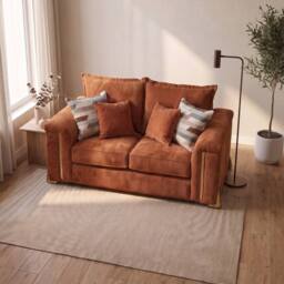 Somnior Deco Arch 2 Seater Sofa Sherpa Columbus Fabric, Made in the UK in Burnt Orange - thumbnail 3
