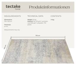 tectake Washable Rug Dalia 160 X 230 Cm - Beige - Size: 160 cm x 230 cm - thumbnail 6