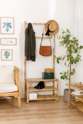 Nordlys Entryway Solid Wood Coat Rack in Brown - thumbnail 3