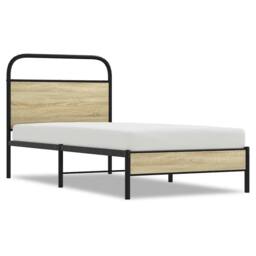 Berkfield Home Elegant Bed Frame Frame 75x190 cm Small Single Sonoma Oak Wood in Light Oak - thumbnail 3