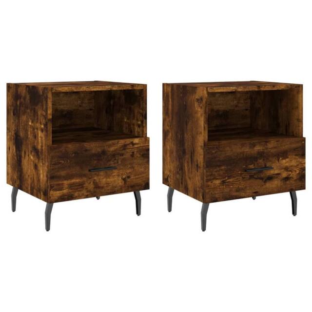 Berkfield Home Bedside Cabinets 2 pcs Smoked Oak 40x35x47.5 cm Engineered Wood in Brown - image 1