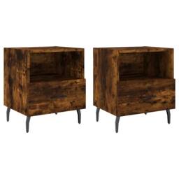 Berkfield Home Bedside Cabinets 2 pcs Smoked Oak 40x35x47.5 cm Engineered Wood in Brown - thumbnail 1