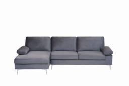 SquareBoxx Venosa Velvet Sectional Corner Left Sofa in Grey - thumbnail 4
