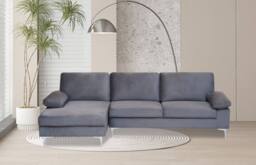 SquareBoxx Venosa Velvet Sectional Corner Left Sofa in Grey - thumbnail 2
