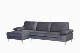 SquareBoxx Venosa Velvet Sectional Corner Left Sofa in Grey - thumbnail 3