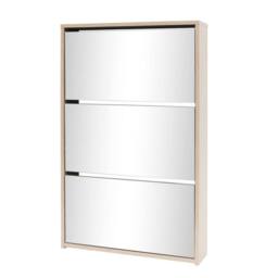 Berkfield Home Shoe Cabinet 3-Layer Mirror Oak 63x17x102.5 cm in Light Brown - thumbnail 1