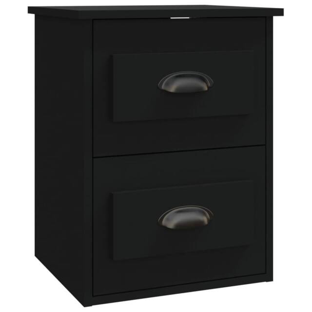 Berkfield Home Wall-mounted Bedside Cabinet Black 41.5x36x53cm - Size: 41.5x36x53 cm - image 1