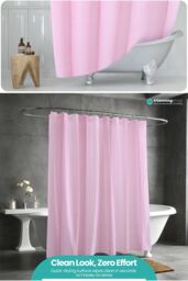 Neel Blue Shower Curtain With 12 Hooks, Mould & Mildew Resistant, Washable PEVA - 180x180cm in Baby Pink - Size: 180 cm width x 180 cm drop - thumbnail 5