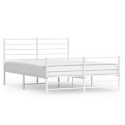 Berkfield Home Metal Bed Frame with Headboard & Footboard White 120x200 cm - Size: Small Double - thumbnail 2