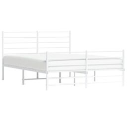 Berkfield Home Metal Bed Frame with Headboard & Footboard White 120x200 cm - Size: Small Double - thumbnail 4