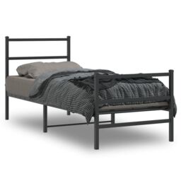 Berkfield Home Metal Bed Frame without Mattress with Footboard¬†Black 80x200cm in Black - Size: 80x200 cm - thumbnail 1