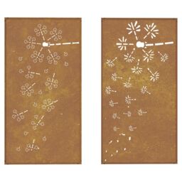 Berkfield Home Garden Wall Decorations 2pcs 105x55cm Corten Steel Flower Design in Brown - Size: 105x55 cm - thumbnail 5