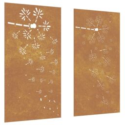 Berkfield Home Garden Wall Decorations 2pcs 105x55cm Corten Steel Flower Design in Brown - Size: 105x55 cm - thumbnail 2