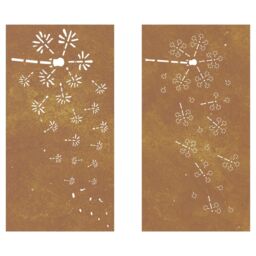 Berkfield Home Garden Wall Decorations 2pcs 105x55cm Corten Steel Flower Design in Brown - Size: 105x55 cm - thumbnail 4