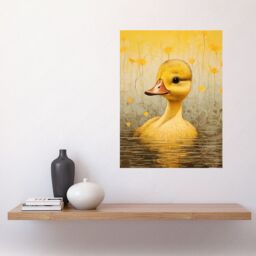 "Artery8 Wall Art Print Yellow Duckling Kids Bedroom Baby Nursery Calm Elegant Artwork Poster - Size: W18"" x H24""" - thumbnail 2