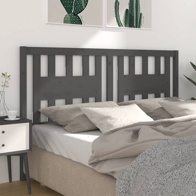 Berkfield Home Headboard Grey 126x4x100 cm Solid Wood Pine - Size: 126 x 4 x 100 cm - image 1