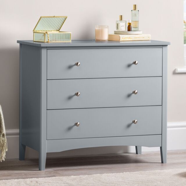 Christow Grey Chest of Drawers Modern 3 Drawer Bedroom Storage Unit Furniture Cabinet - image 1