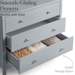 Christow Grey Chest of Drawers Modern 3 Drawer Bedroom Storage Unit Furniture Cabinet - thumbnail 4