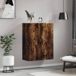 Berkfield Home Wall Mounted Cabinet Smoked Oak 69.5x34x90 cm Engineered Wood in Brown - thumbnail 1