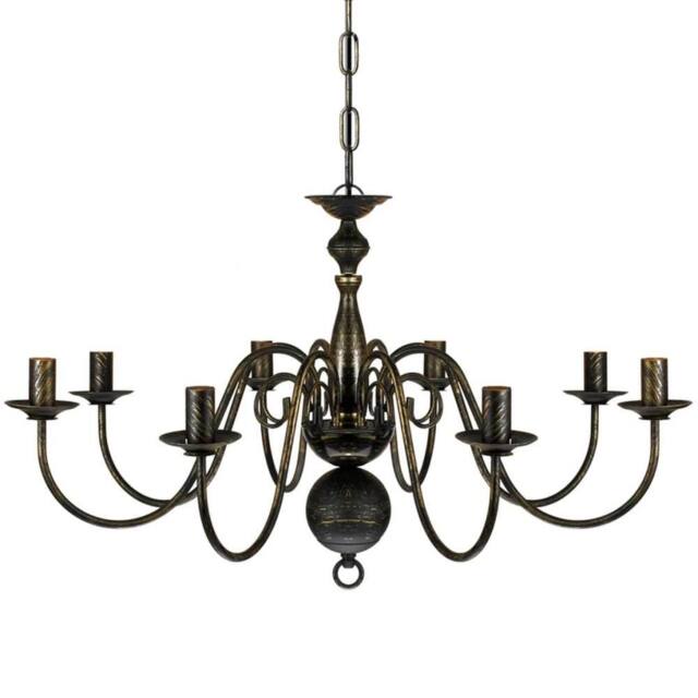 Berkfield Home Beautiful Antique Black Metal Chandelier 8 x E14 Bulbs - image 1