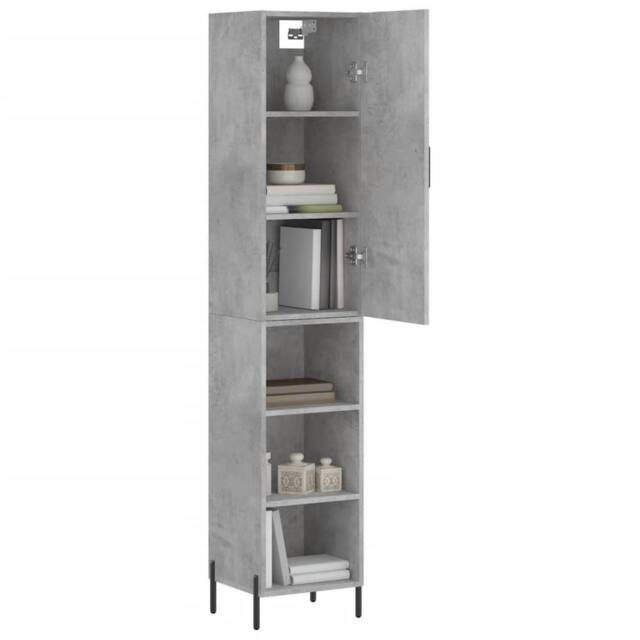 Berkfield Home Highboard Concrete Grey 34.5x34x180 cm Engineered Wood - image 1