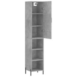 Berkfield Home Highboard Concrete Grey 34.5x34x180 cm Engineered Wood - thumbnail 4