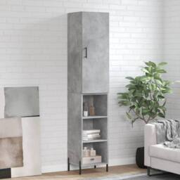 Berkfield Home Highboard Concrete Grey 34.5x34x180 cm Engineered Wood - thumbnail 2