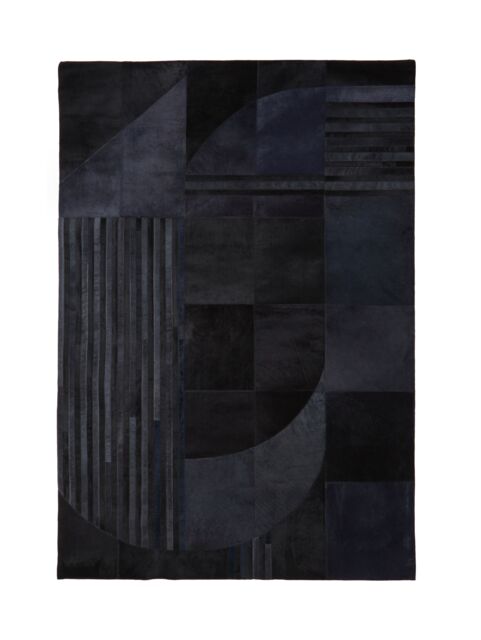 Orsina Bosie Safira Small Black & Grey Deco Print Leather Rug - image 1