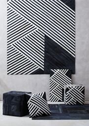 Orsina Bosie Safira Small Black & Grey Deco Print Leather Rug - thumbnail 4