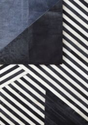 Orsina Bosie Safira Small Black & Grey Deco Print Leather Rug - thumbnail 3