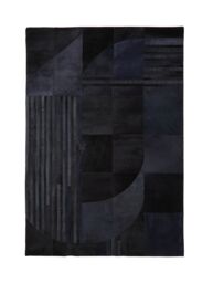 Orsina Bosie Safira Small Black & Grey Deco Print Leather Rug - thumbnail 1
