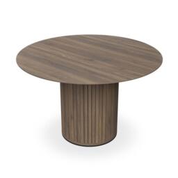 More4Homes Arlo Walnut Table Top W Walnut Legs + Nova Velvet Dining Chair Set Of 6 in Beige - thumbnail 2