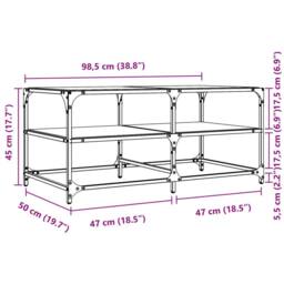 Berkfield Home Coffee Table with Transparent Glass Top 98.5x50x45 cm Steel - thumbnail 9